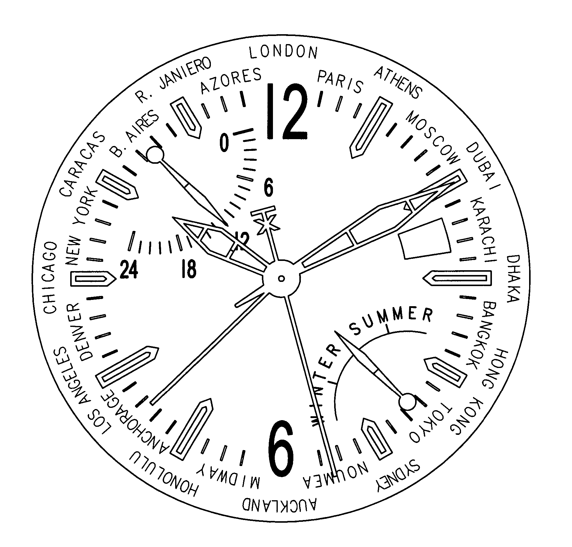 Timepiece with multiple location time indicator