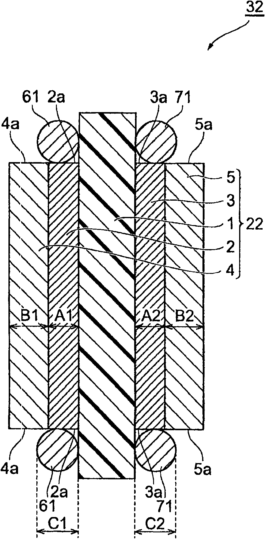 Assembly of membrane, electrode, gas diffusion layer and gasket, method for producing the same, and solid polymer fuel cell