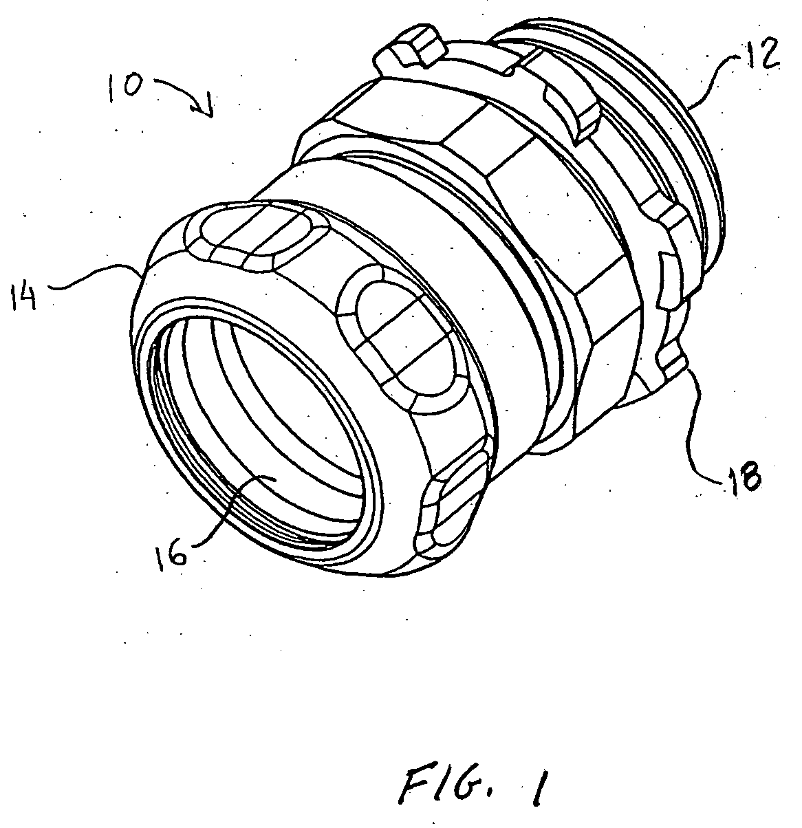 Threadless conduit fitting including continuous compression ring