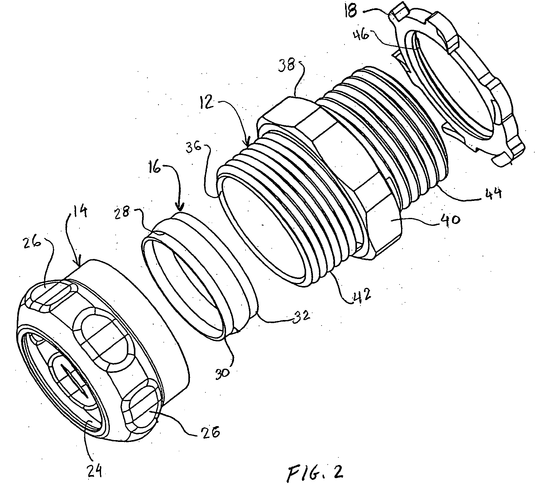 Threadless conduit fitting including continuous compression ring