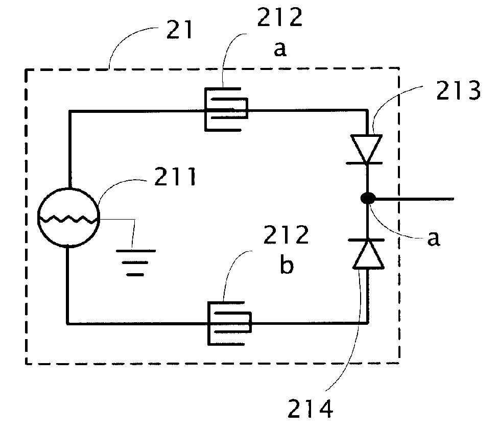 Touch sensing apparatus with differential signal source