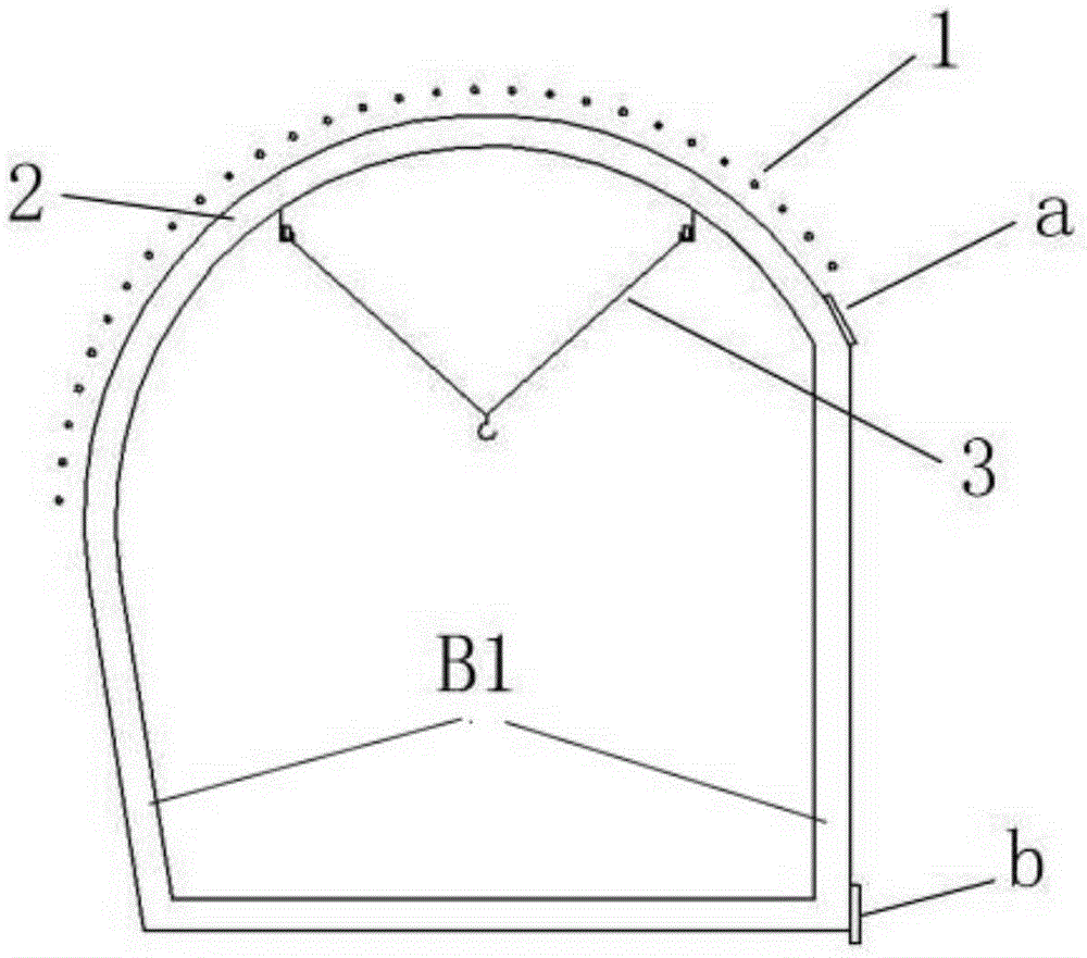 Construction method for initial supporting arch secondary-lining independent tunnel excavation and structures