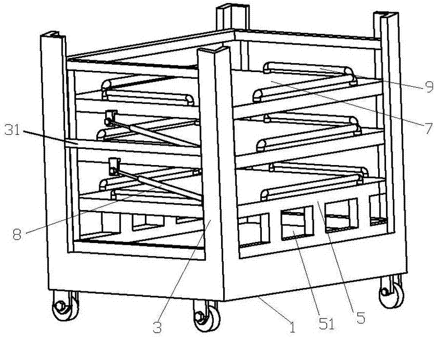 Stacking carrying cart used for production of washing machine motors