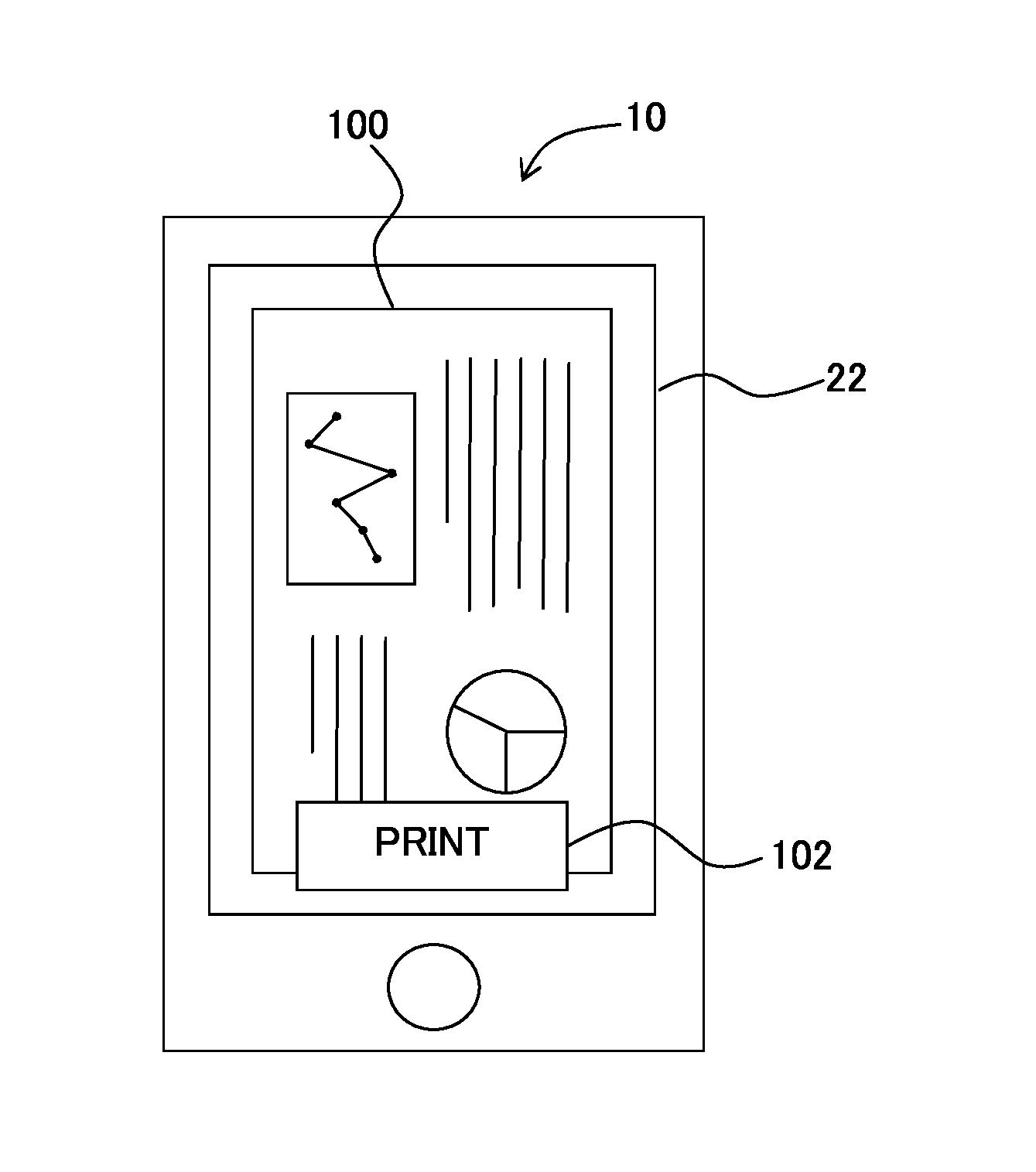 Computer readable medium storing program for portable terminal, portable terminal, and method of data processing