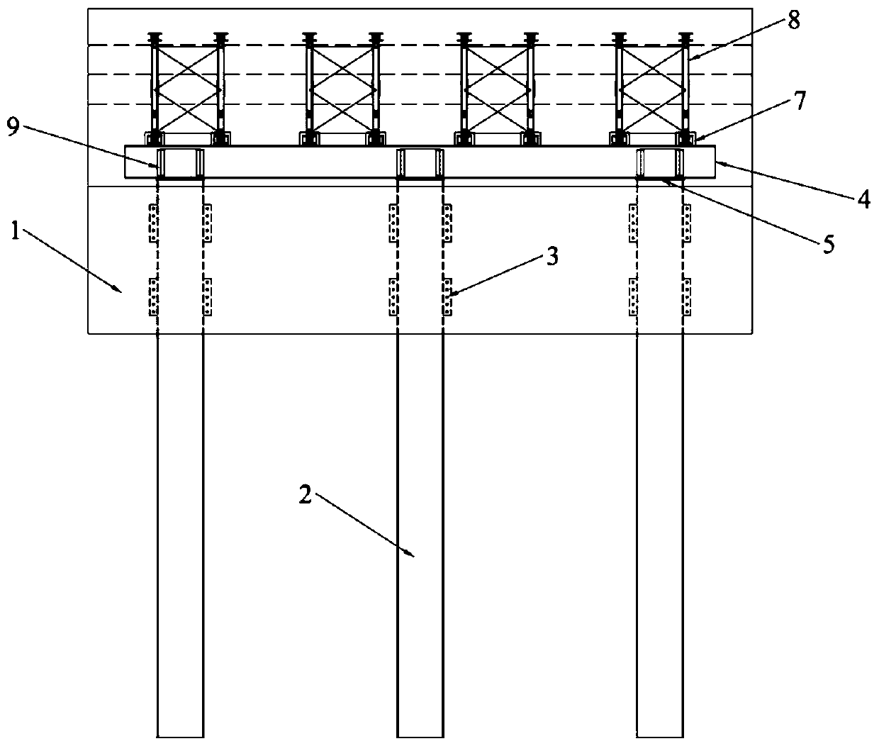 Combined abutment structure for temporary trestle
