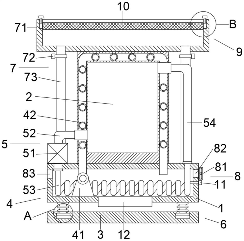 Cooling base for furnace water slag field instrument control terminal box and using method of cooling base