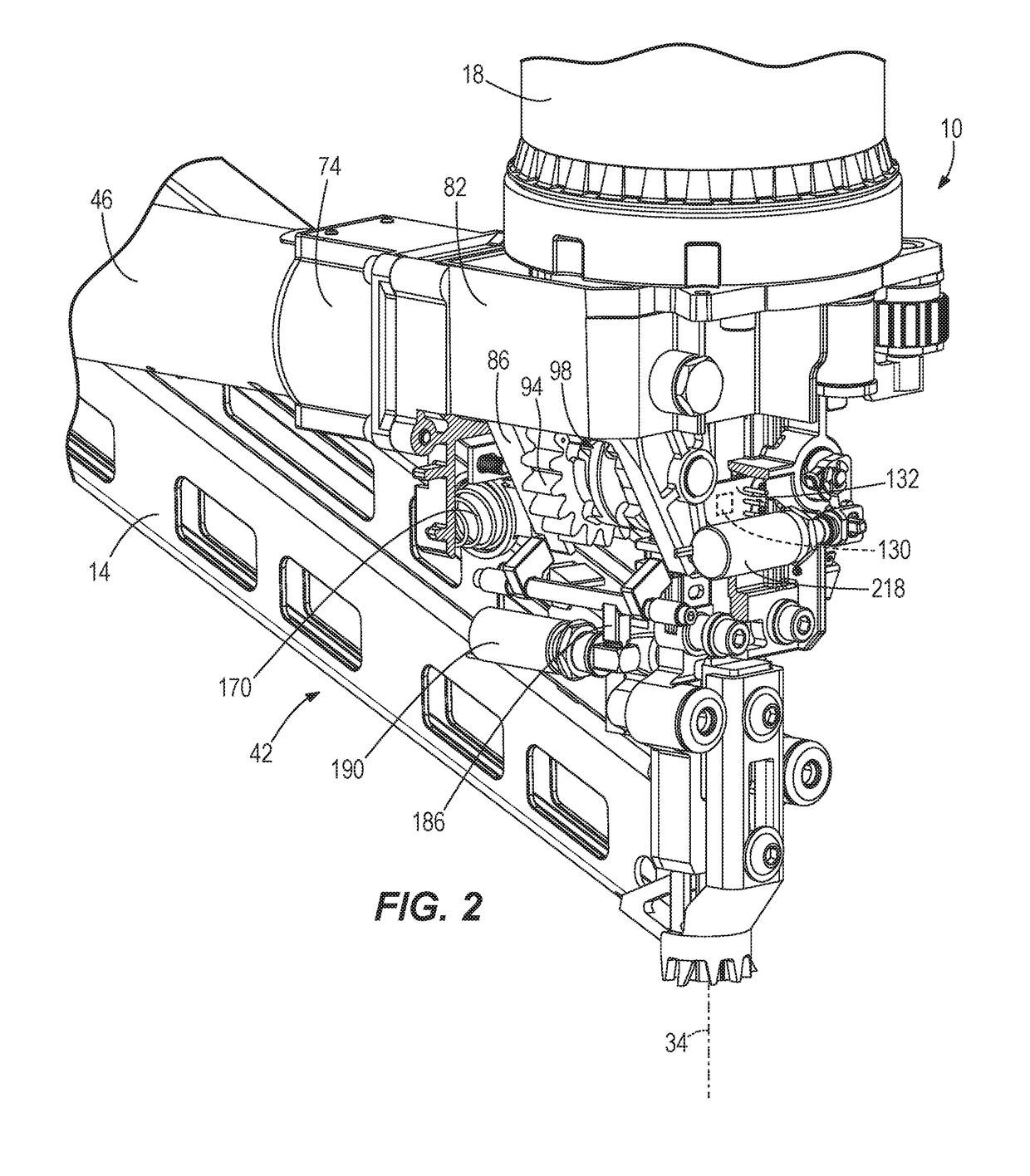 Jam release and lifter mechanism for gas spring fastener driver