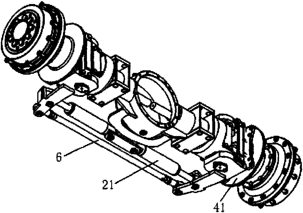 A rear axle wheel side tire steering drive assembly