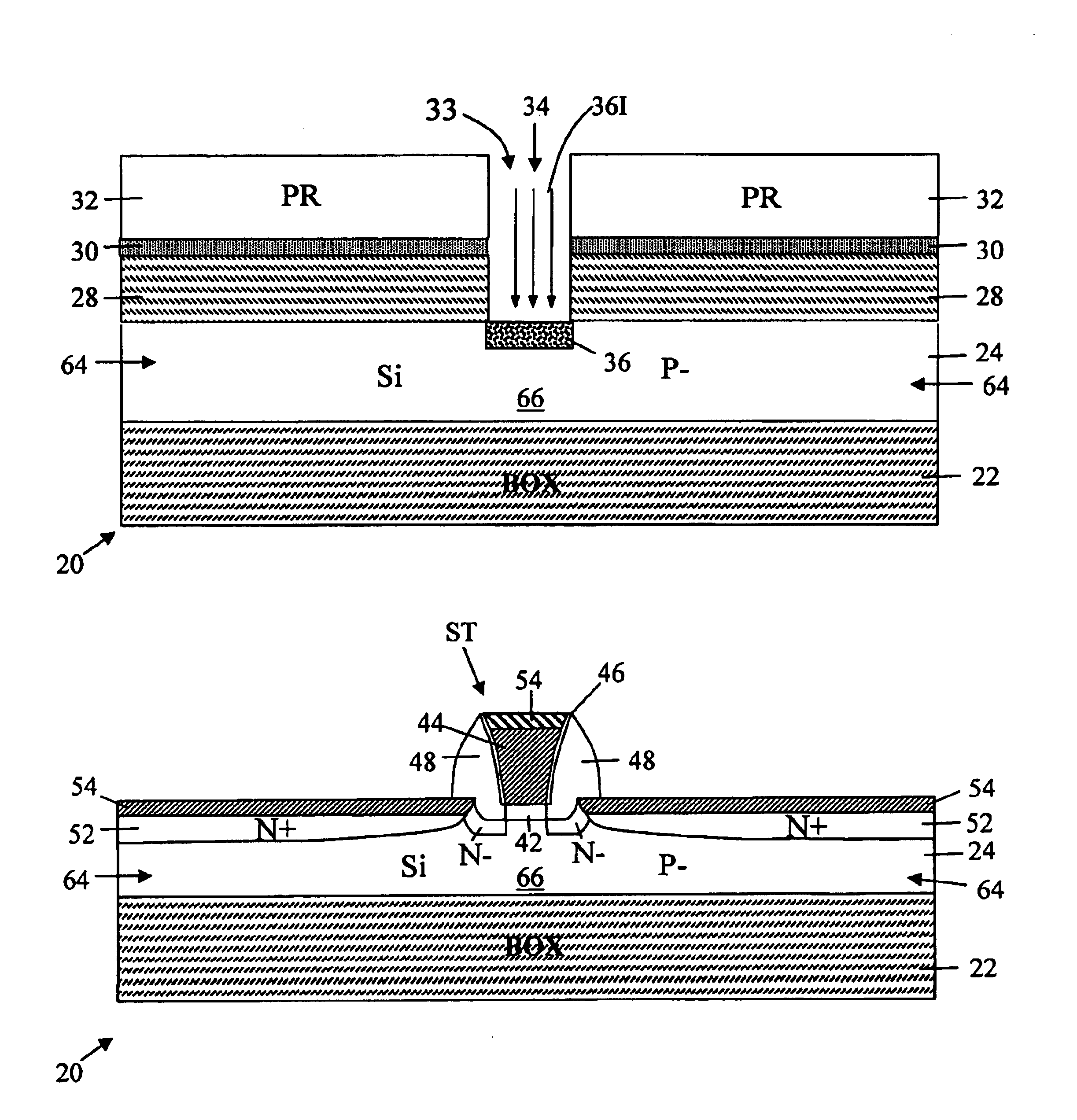 Method of forming an electronic device on a recess in the surface of a thin film of silicon etched to a precise thickness