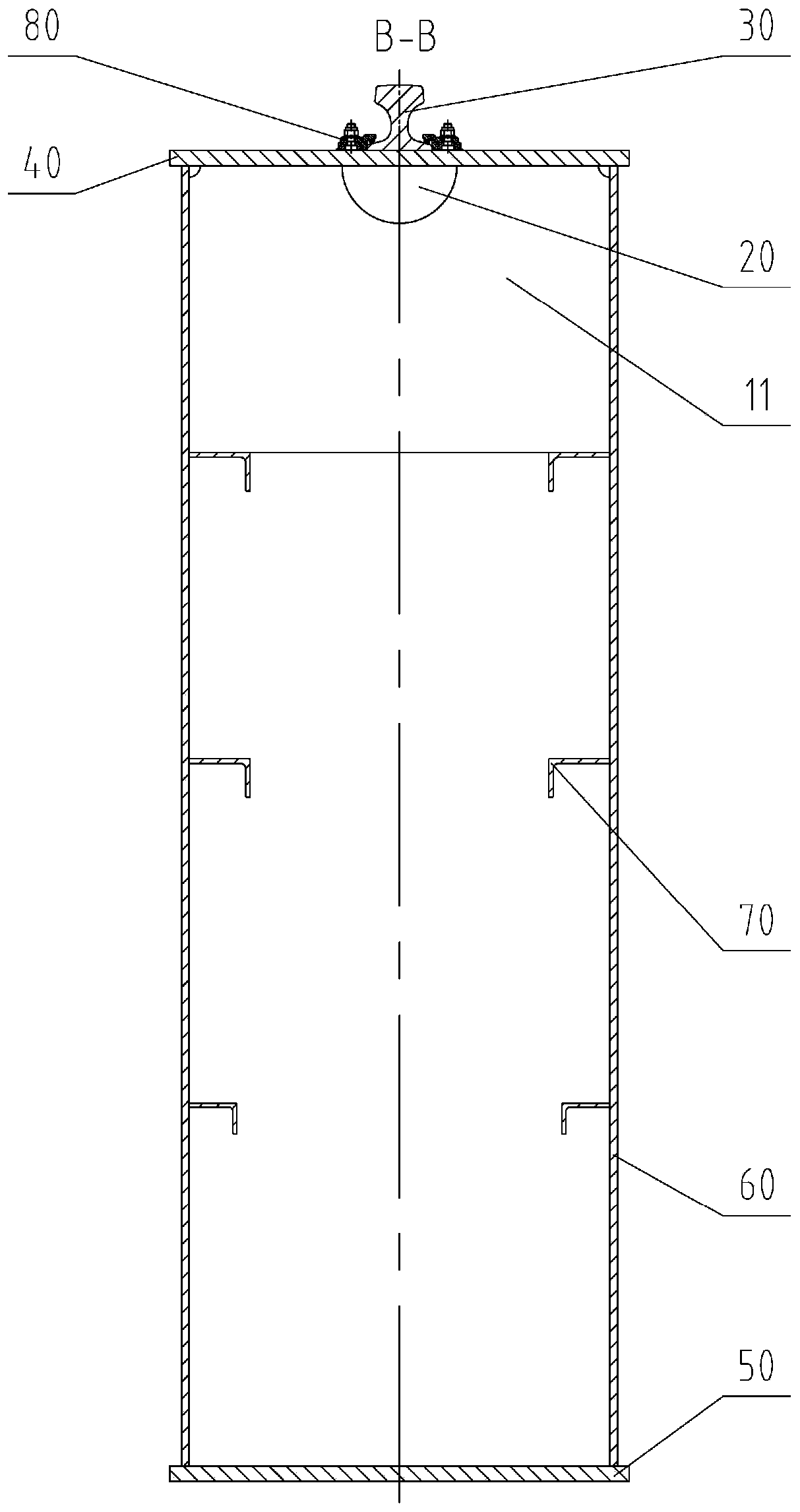 Manufacturing method of middle rail box girder of large tonnage bridge crane
