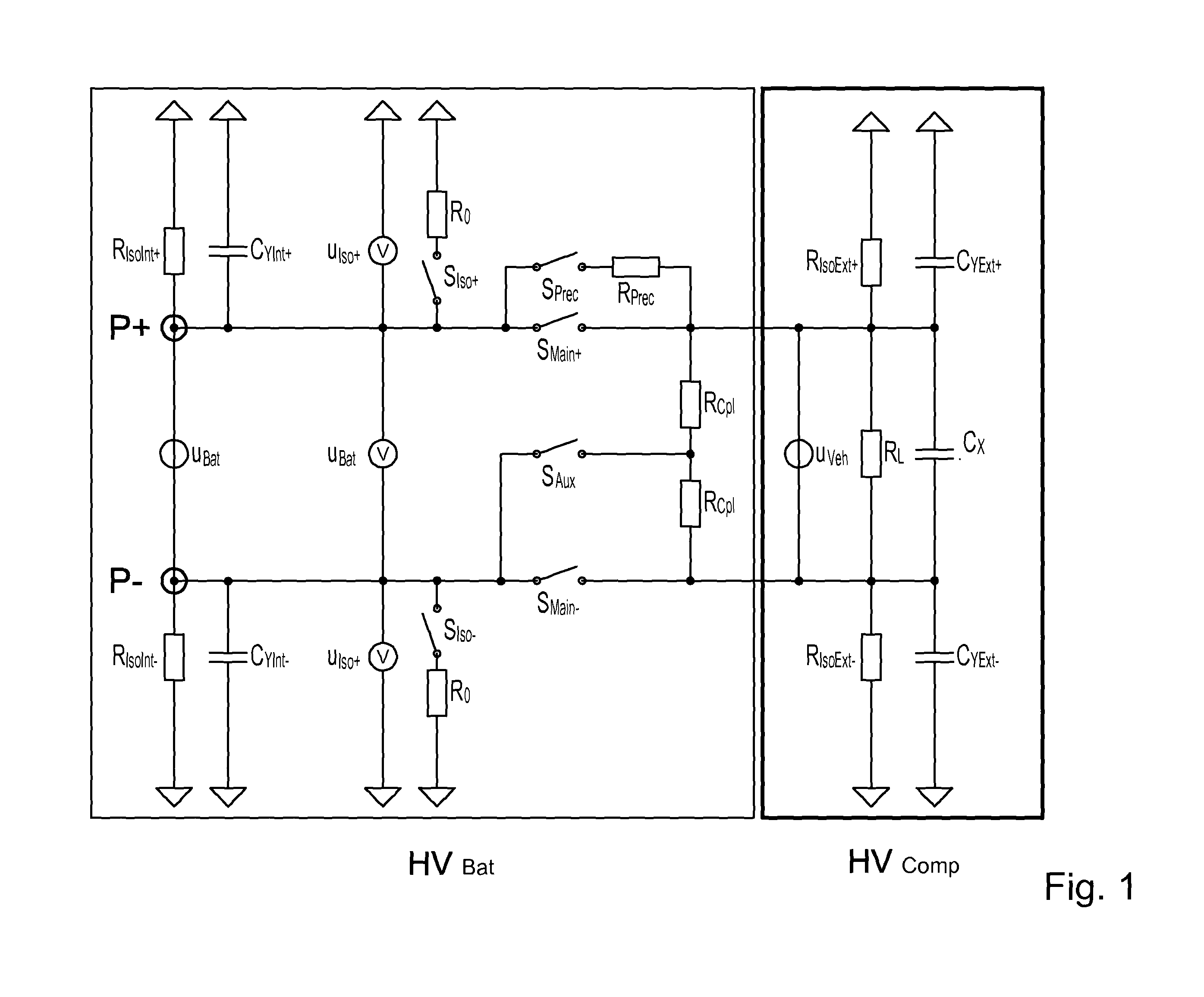 Device for detecting the insulation resistance of a high voltage battery system