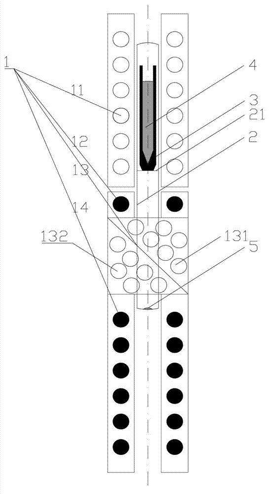 Apparatus for vertical pulling growth of CdZnTe monocrystals, and method thereof