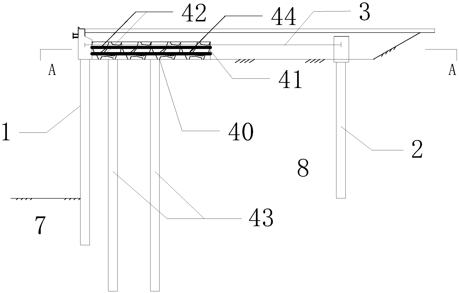 File foundation-flexile reinforcement cushion layer composite bearing table type sheet-pile structure