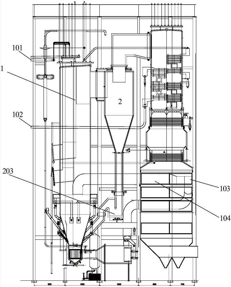 Fluidized bed boiler denitration device and method based on cyclone separators