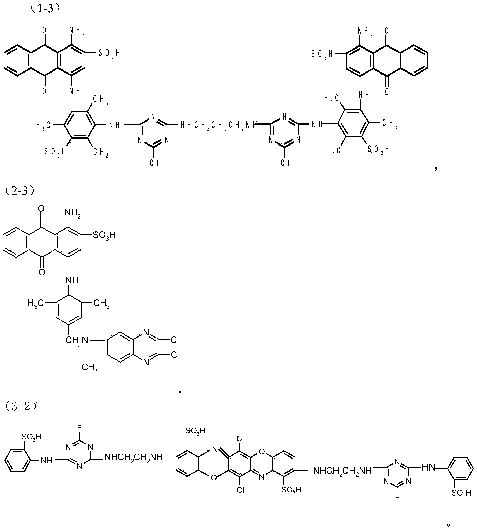 Blue active dye mixture and preparation and application thereof