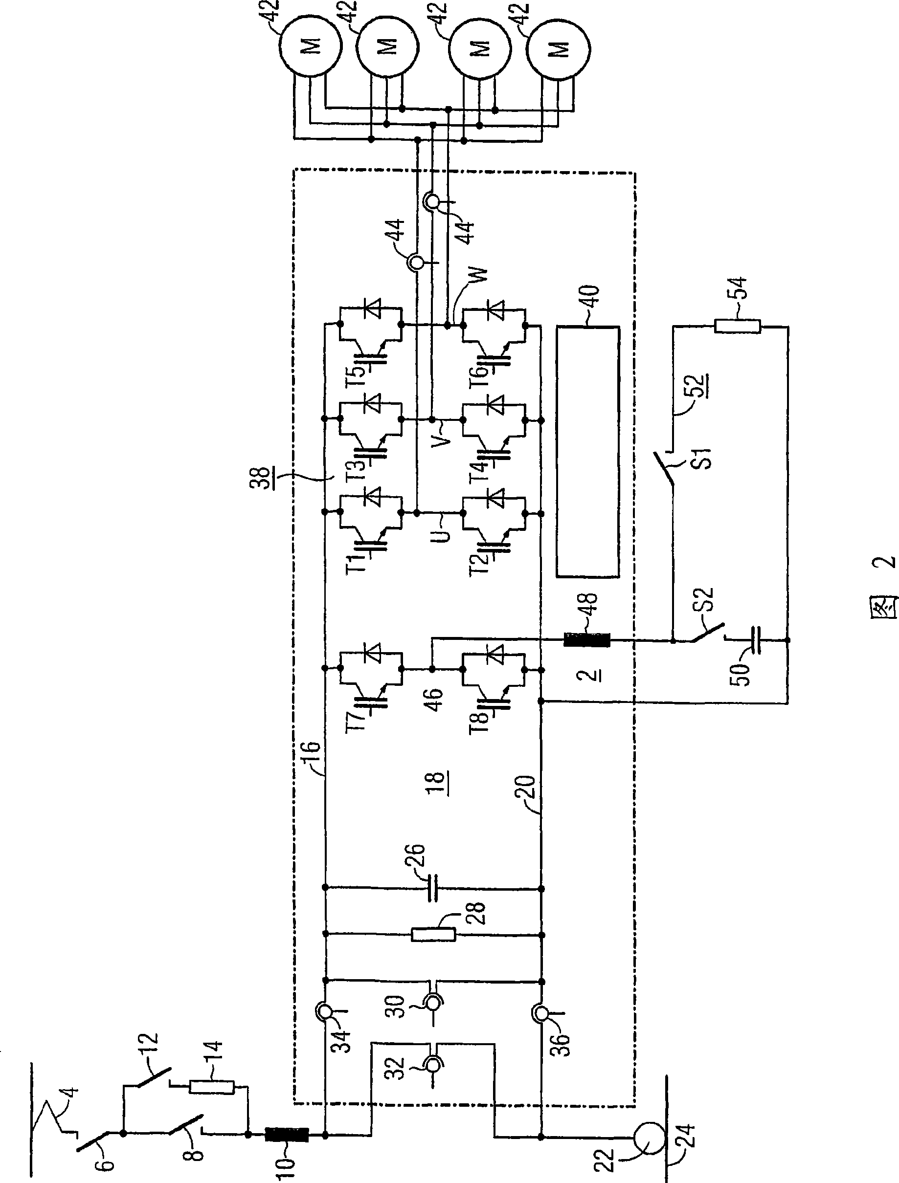 Surge limiter for a traction power converter