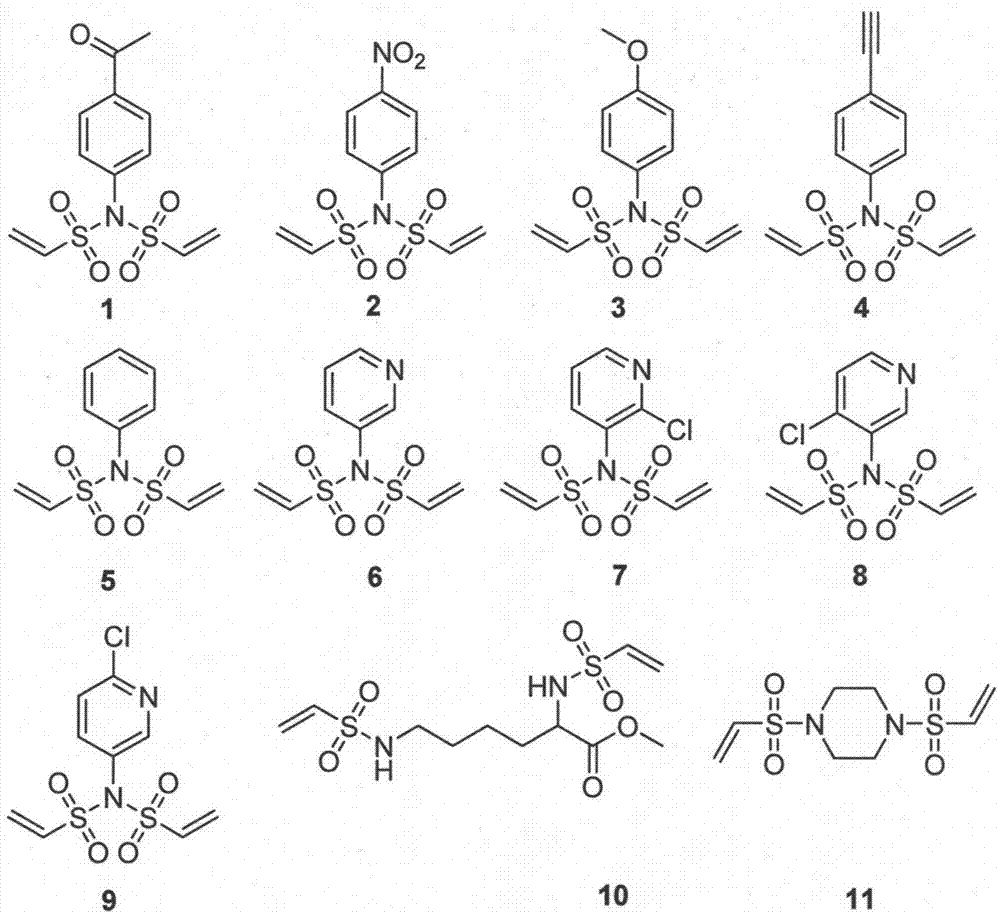 Divinyl sulfamide linker as well as preparation and application thereof