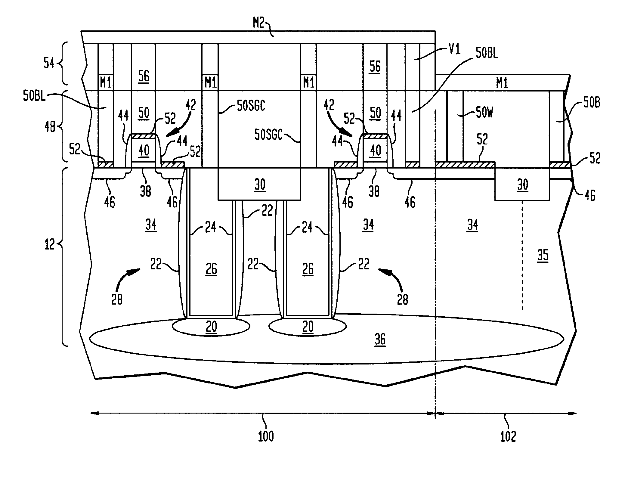 Structure and method of fabricating high-density, trench-based non-volatile random access sonos memory cells for soc applications