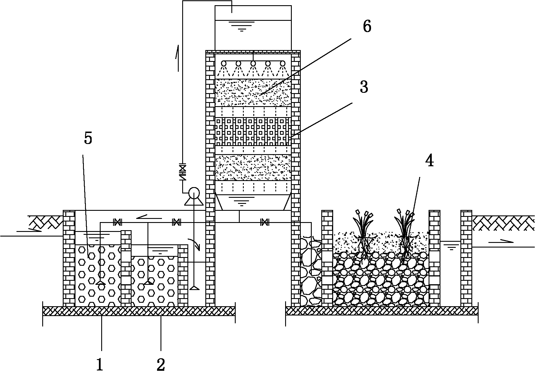 Two-stage anaerobic-tower type filter chamber livestock/poultry wastewater treatment system and treatment process