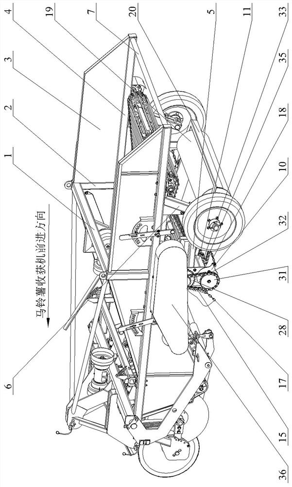 Double vibration separation potato harvester damage reduction laying gathering device