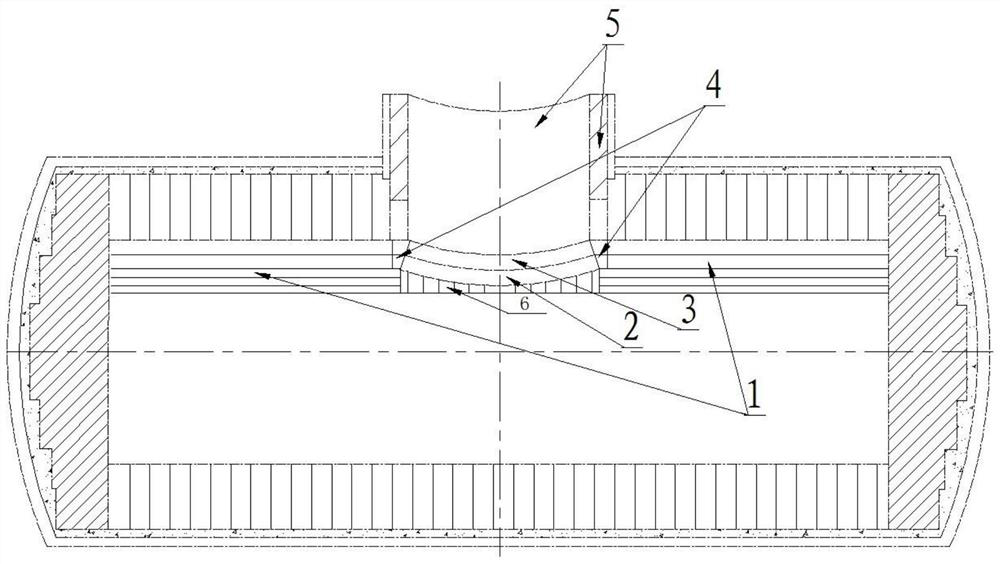 Lining double-arch masonry structure in mouth area of horizontal converter