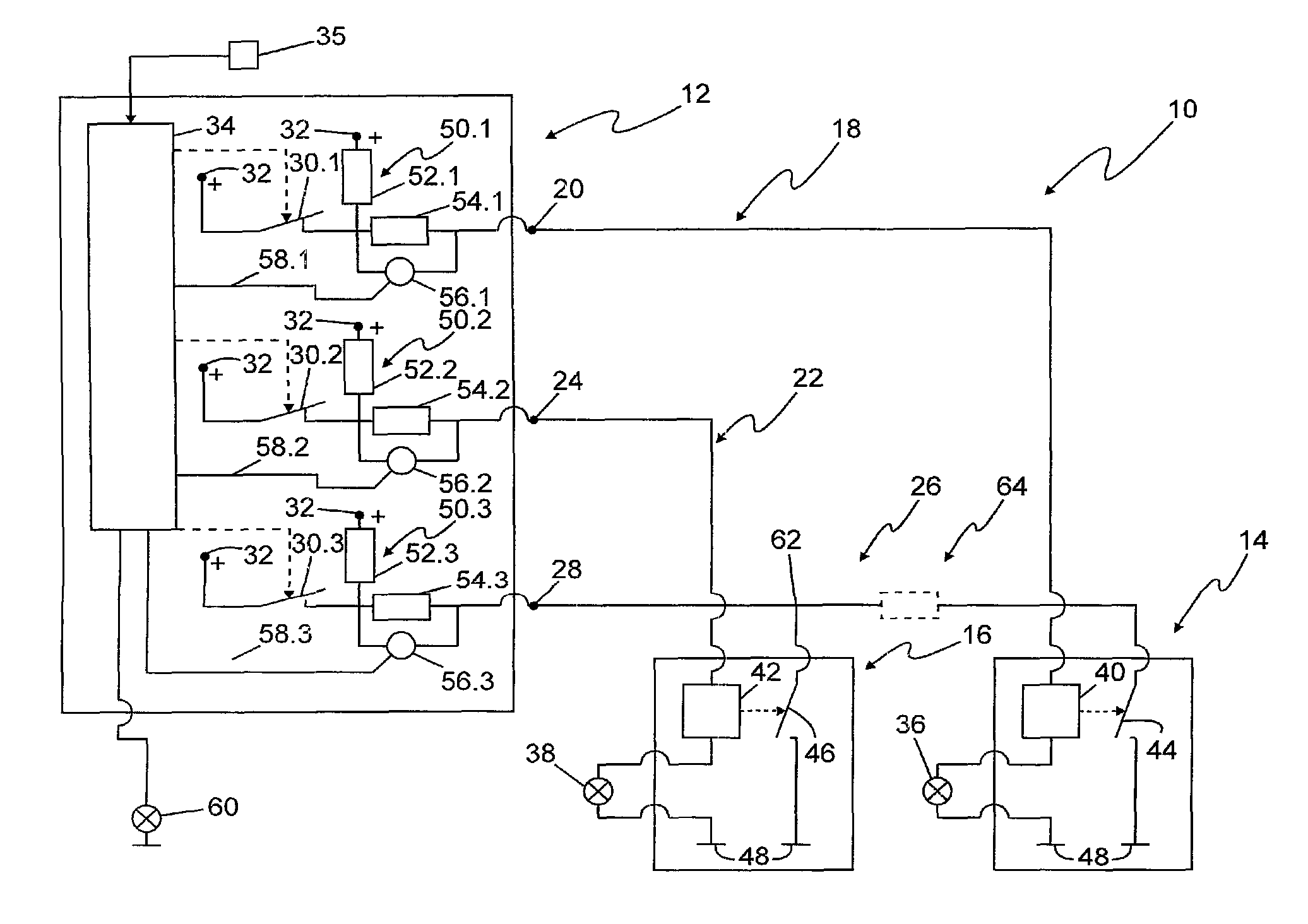 Internal power supply control device having at least one lighting control device for a motor vehicle