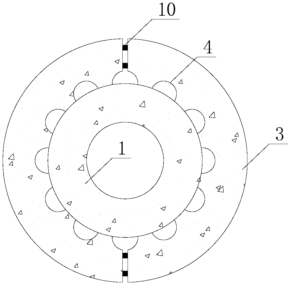 Prefabricated piles filled with sand and gravel with external hoops and its construction method