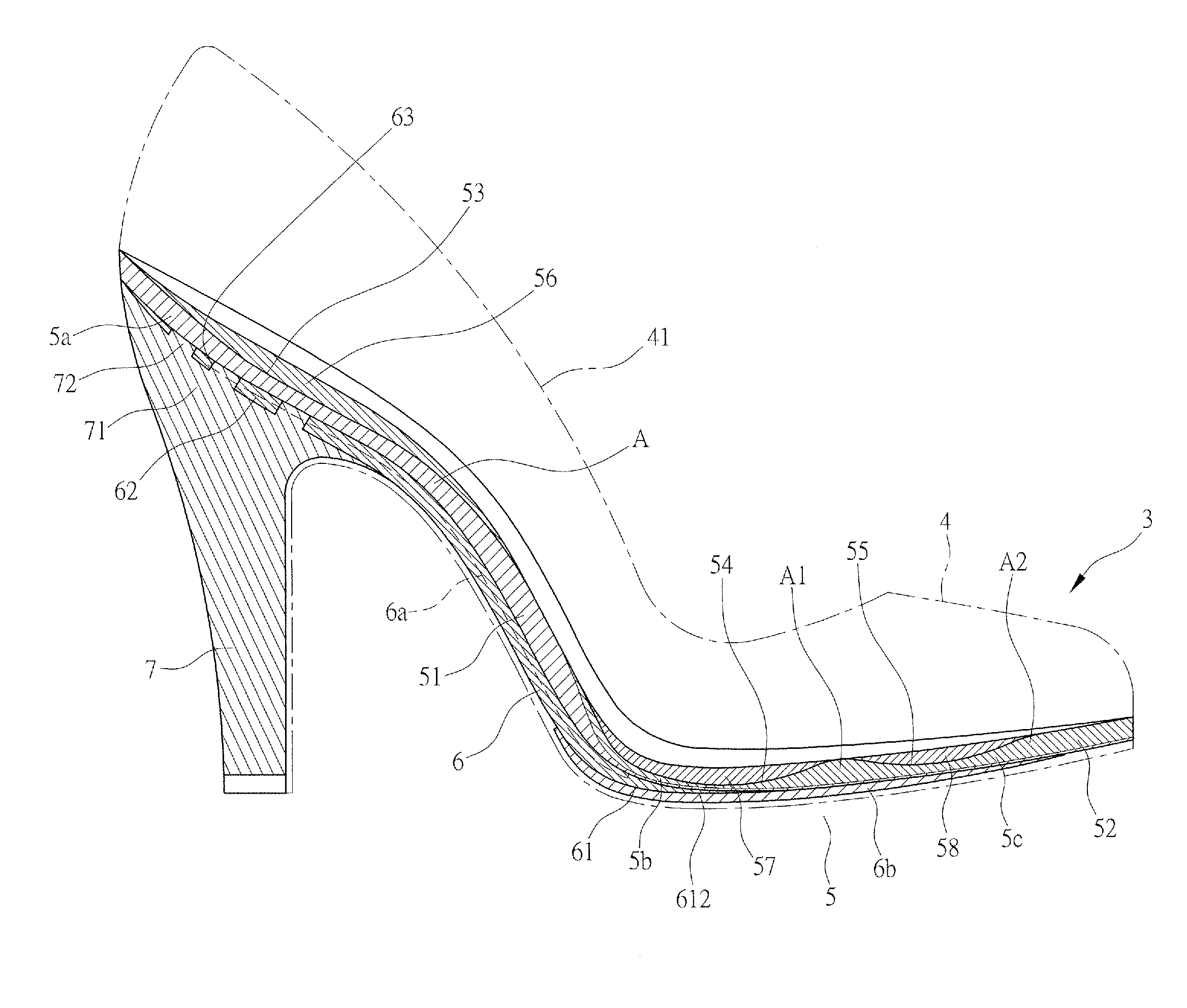 Structure of High-Heeled Shoe
