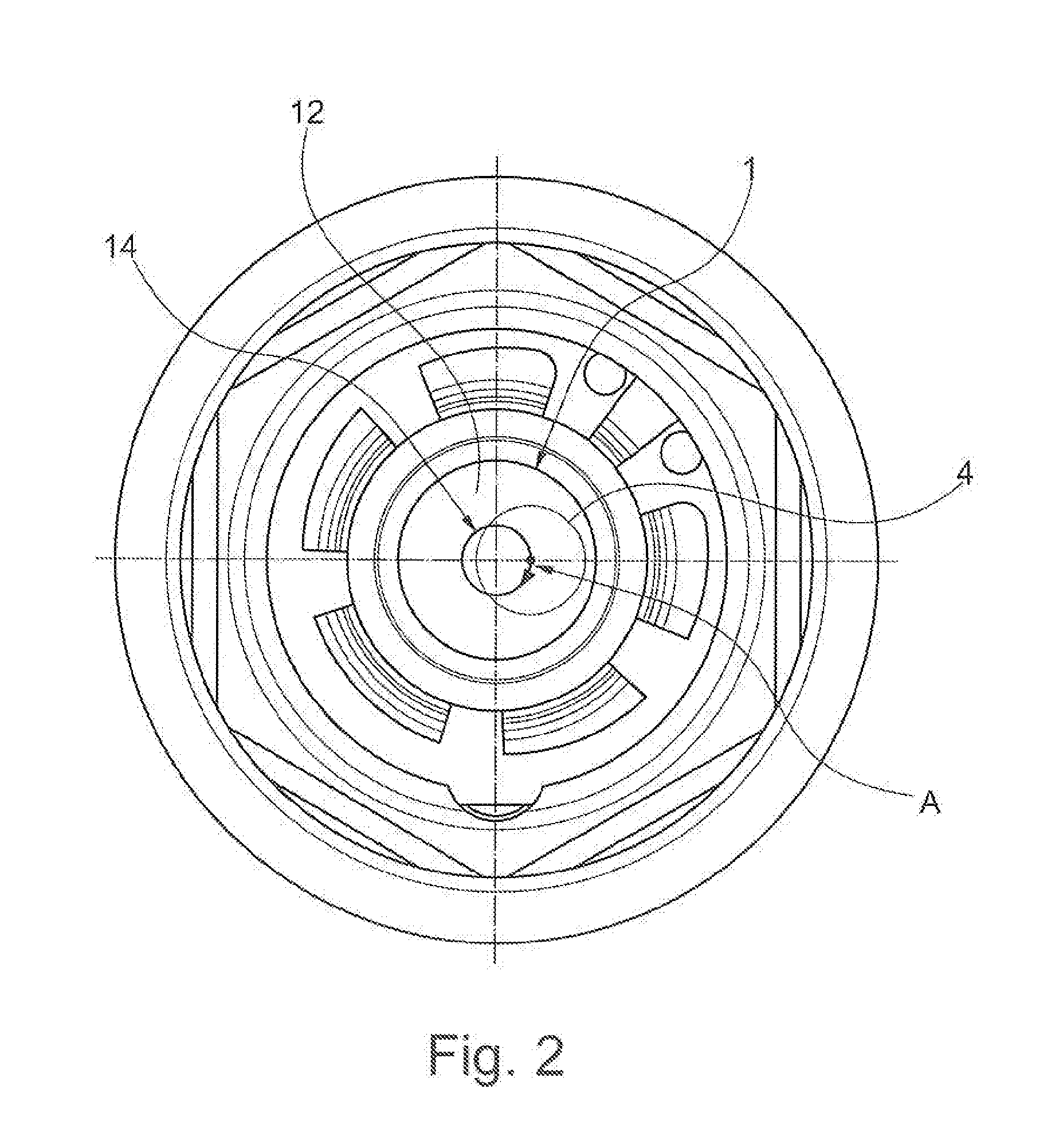 Arrangement of an electromagnet for controlling a central valve