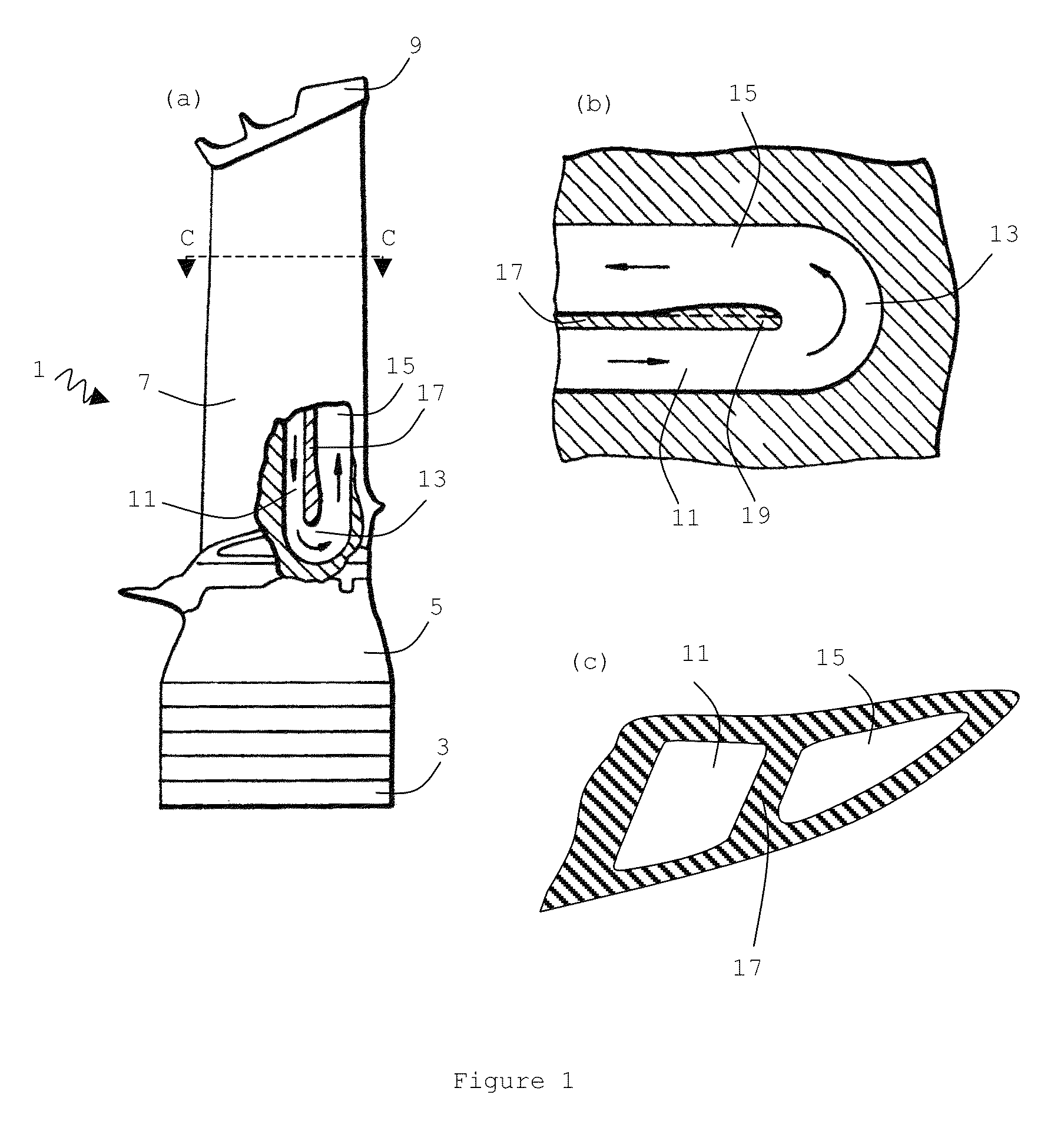 Cooled aerofoil blade or vane