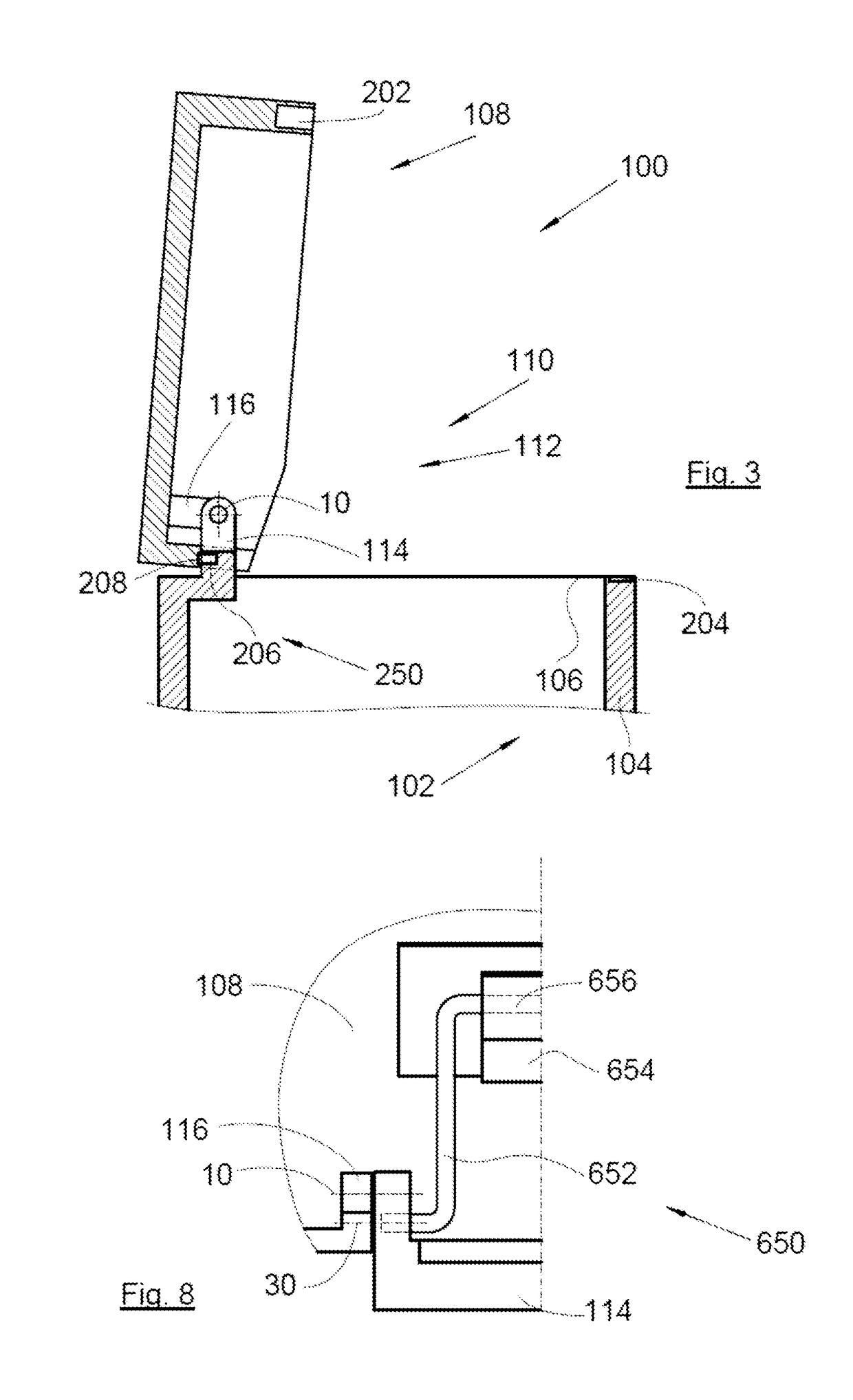 Case including a vessel and pivoting cover