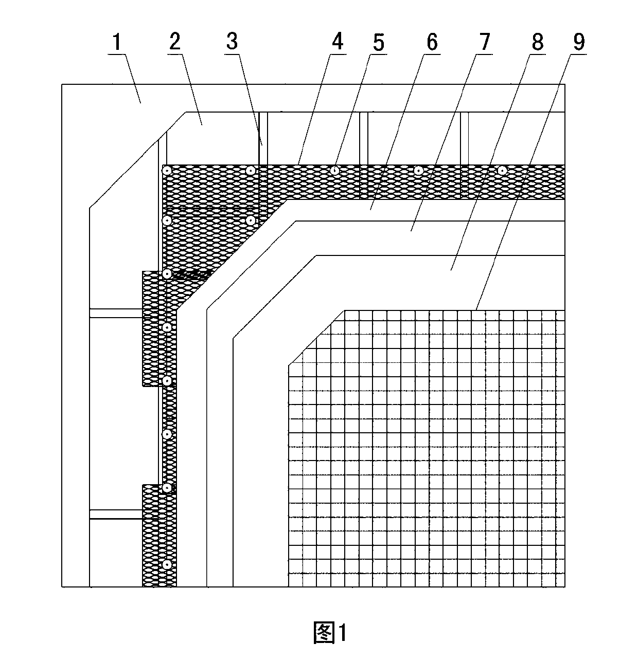 Heat resisting bridge composite counter radiation rock wool energy-saving decoration system and construction method thereof