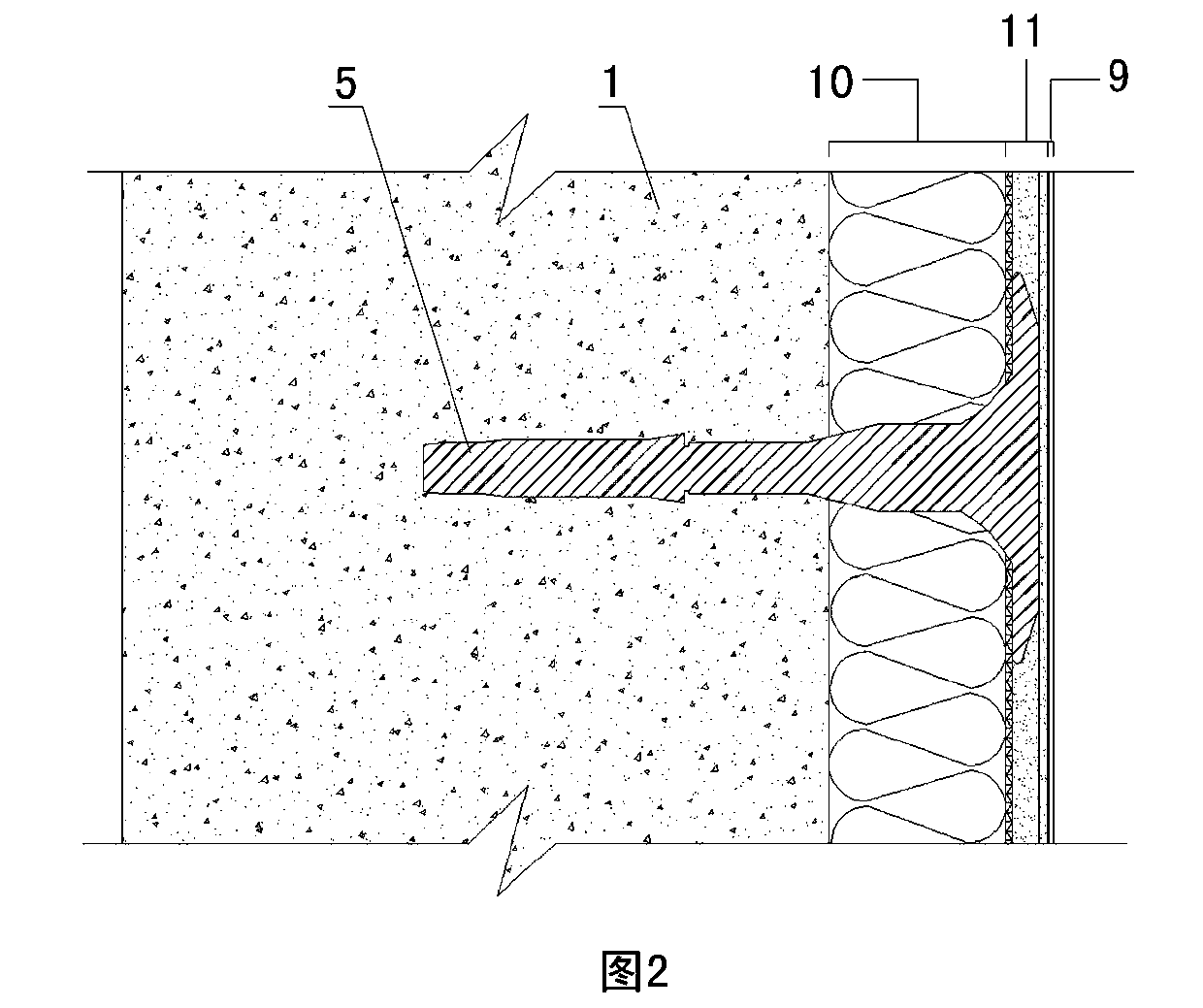 Heat resisting bridge composite counter radiation rock wool energy-saving decoration system and construction method thereof