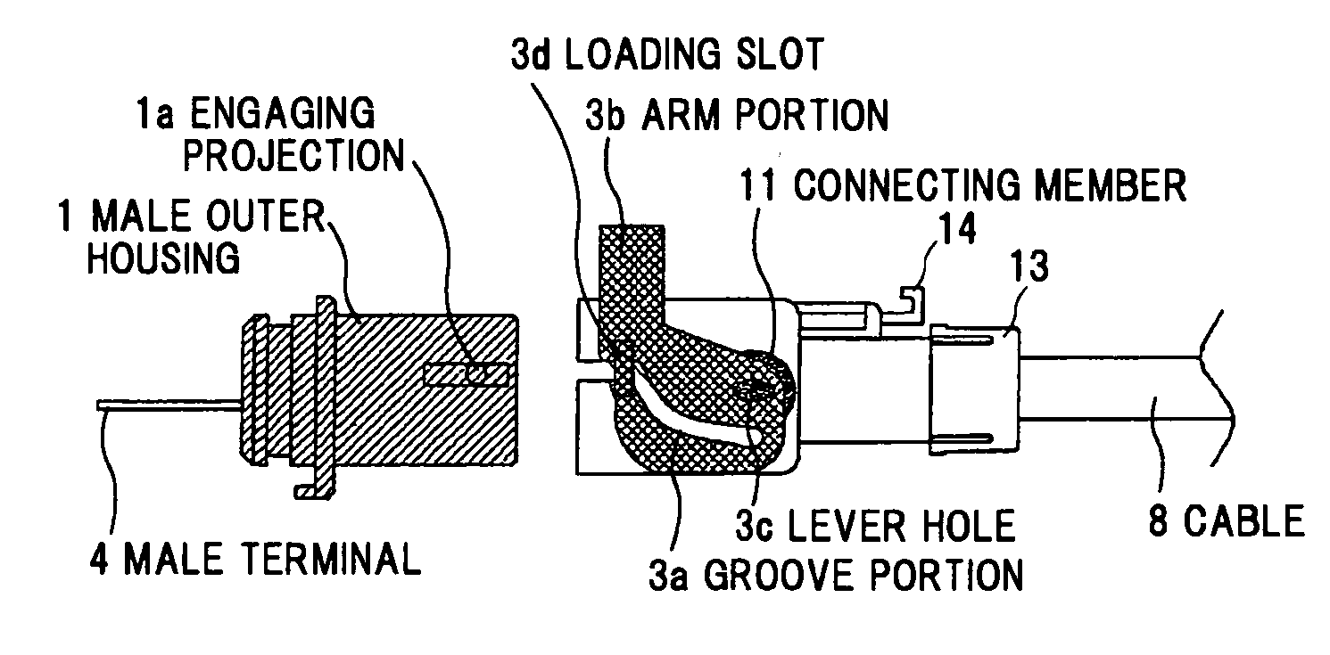 Lever lock type connector