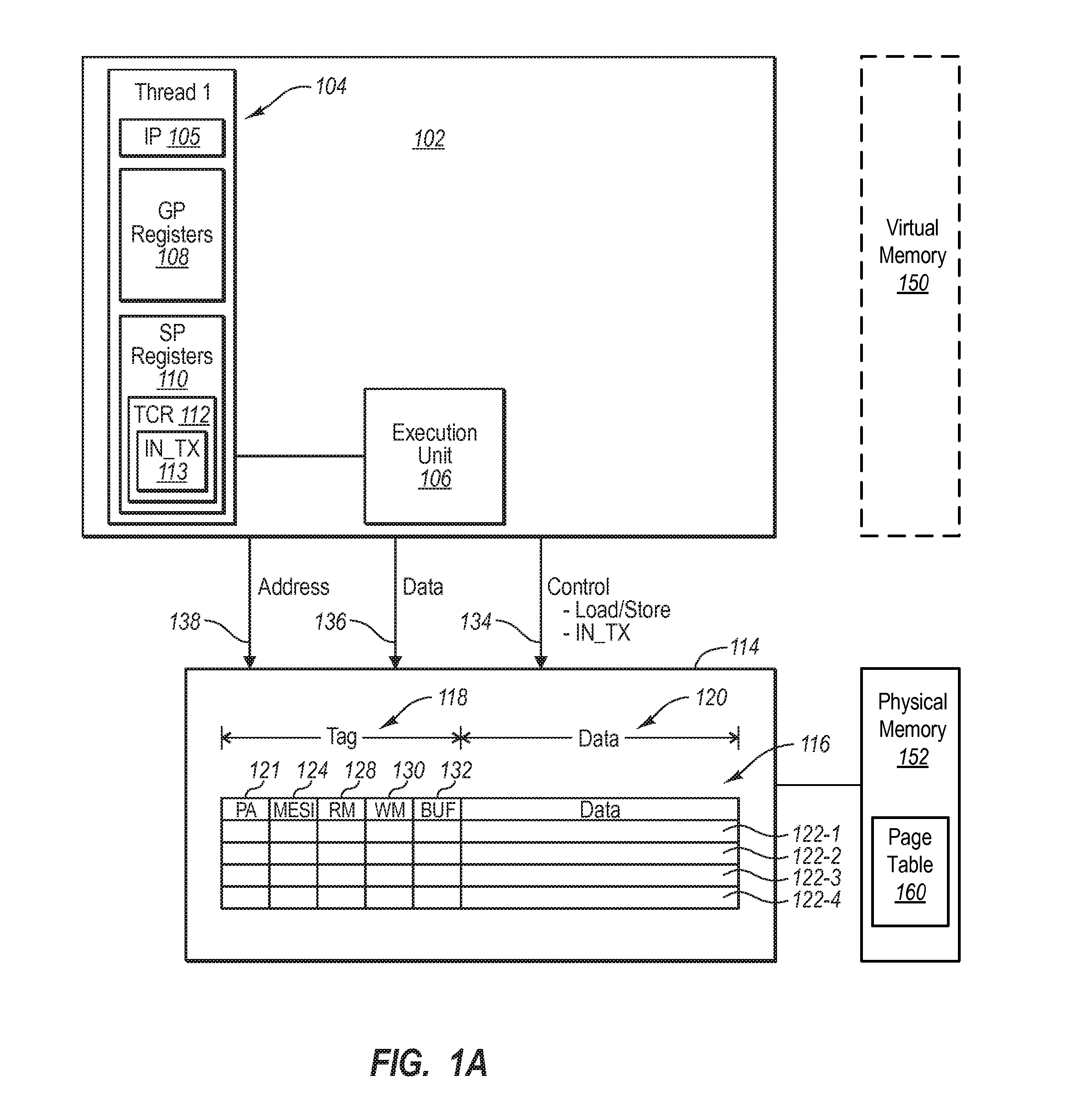 Operating system virtual memory management for hardware transactional memory