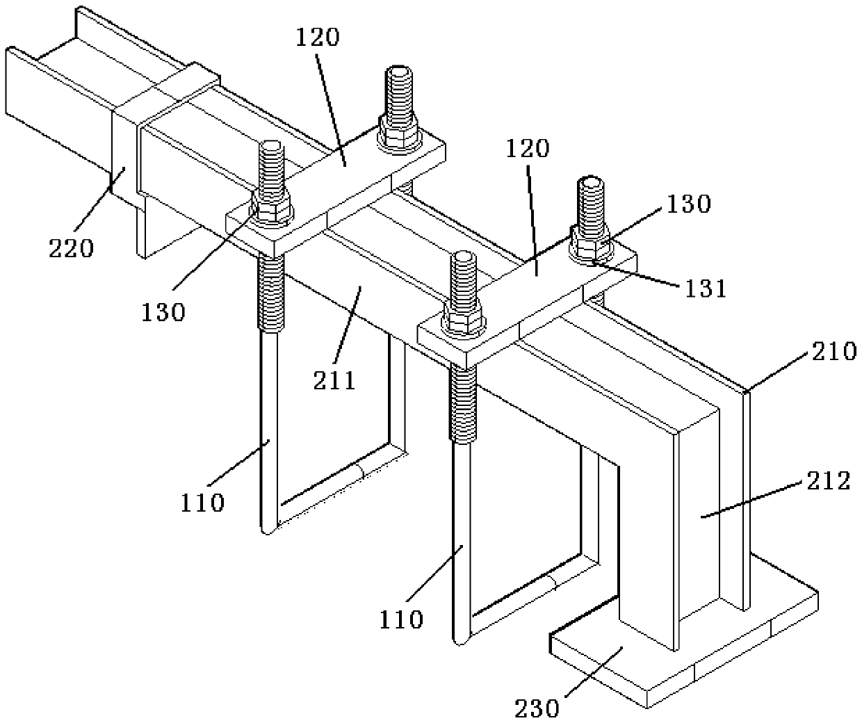 Cantilever profile steel fixing device and deviation treatment method for cantilever profile steel