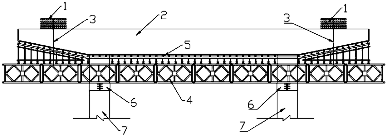 Construction method for bent cap hoop support integral detachment