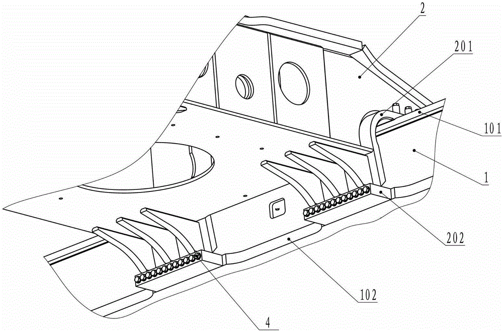 Connecting structure of engineering mechanical chassis