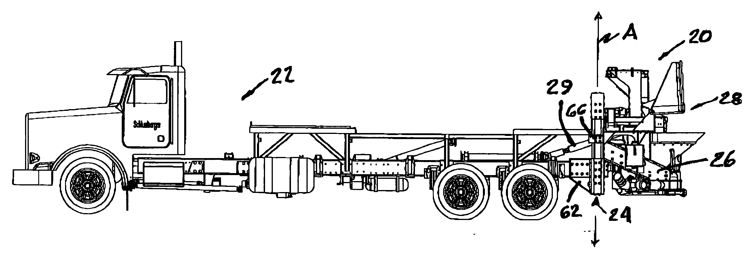 Apparatus for mounting a frac blender on a transport vehicle