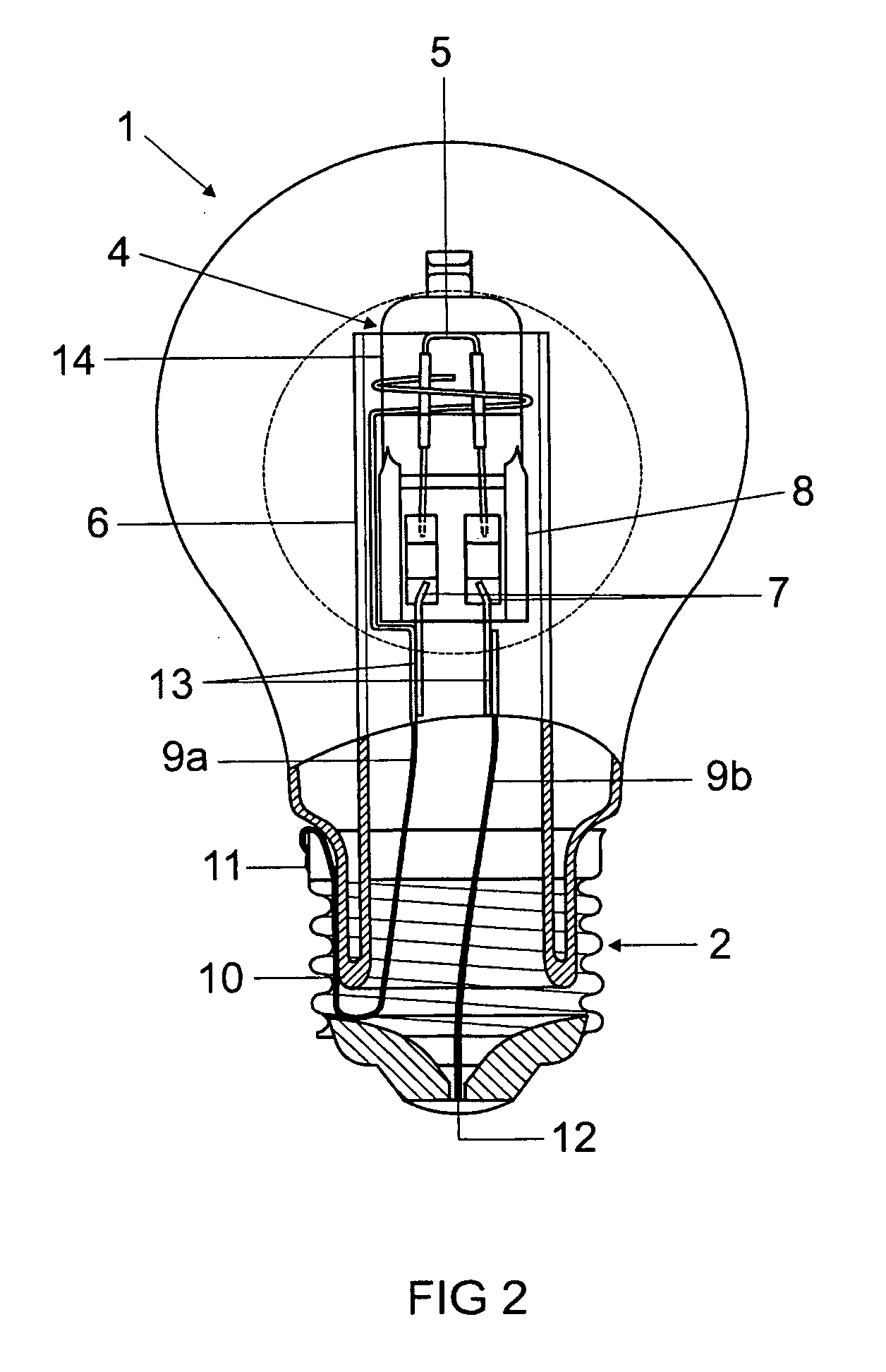 Electric lamp with an outer bulb and an integral lamp and a method for its production