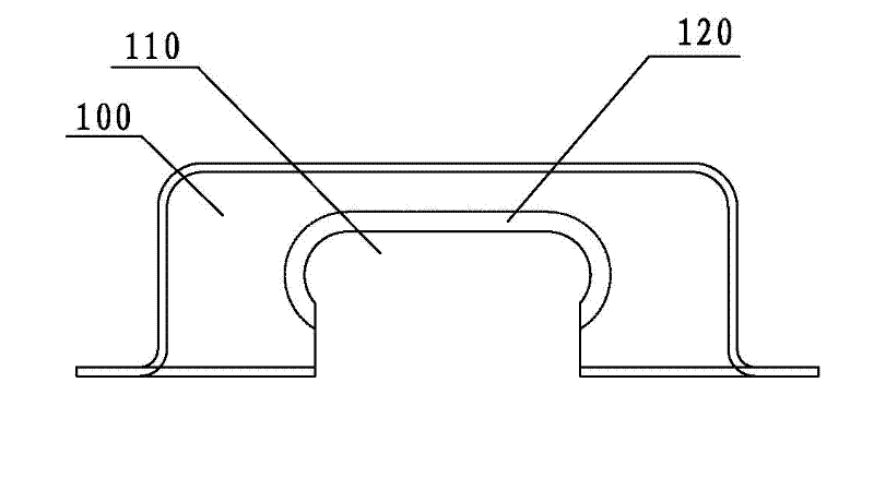 Integrated structure of double-side punching and double-side hole flanging of progressive die for double-hole shielding cover