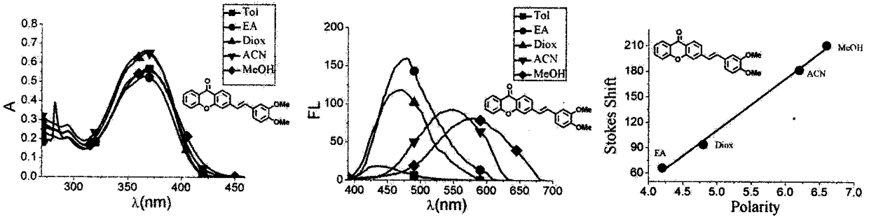 Xanthone fluorochrome and application