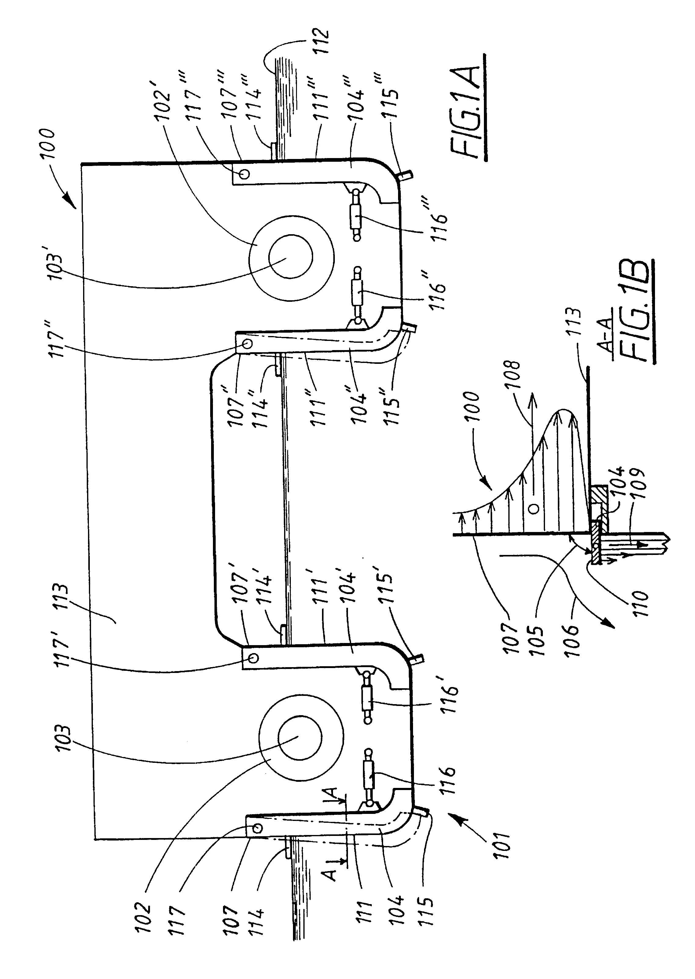 Arrangement and method for dynamic control of the movements and course of a high-speed ship hull