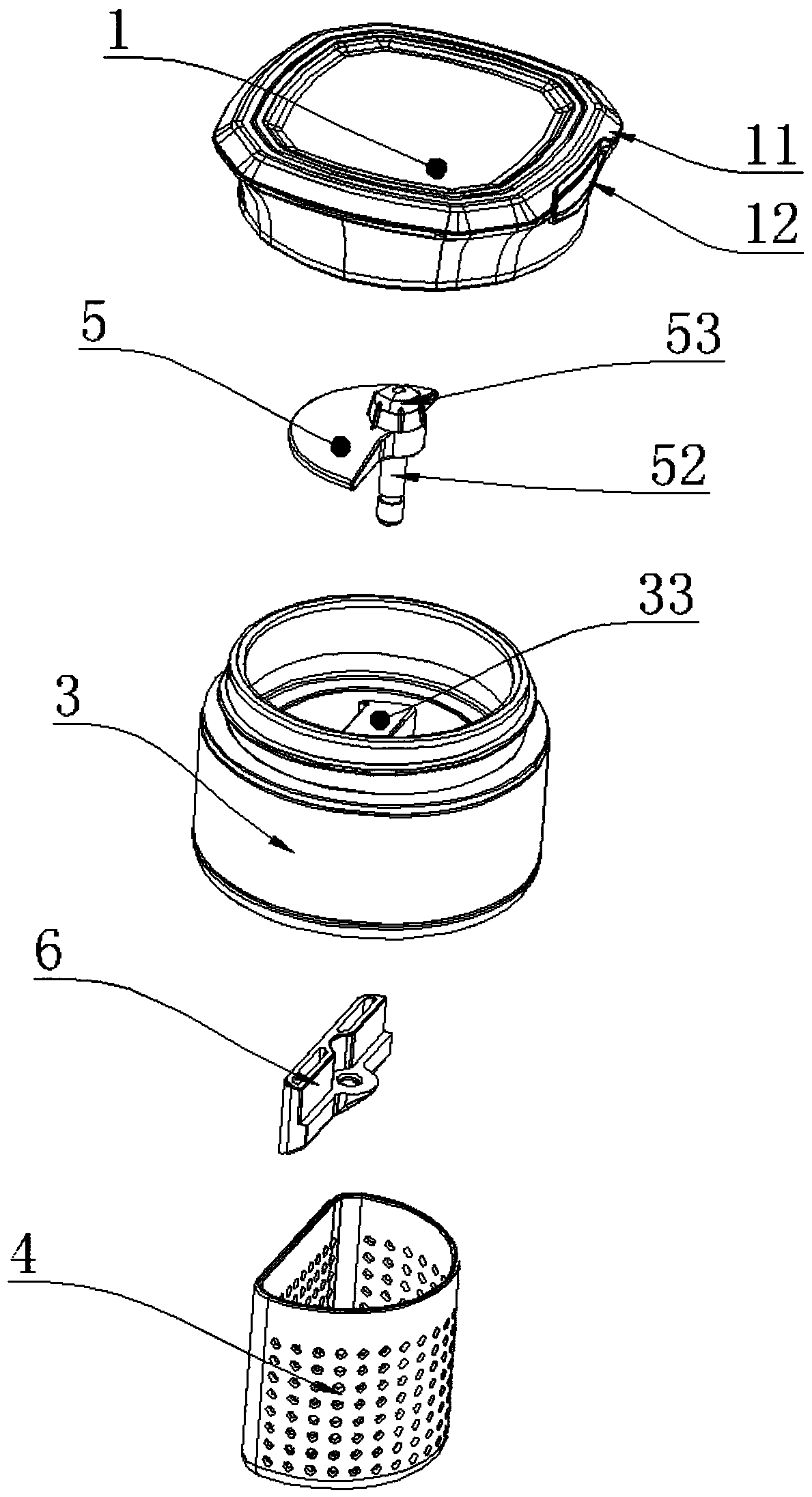 Half water passing type tea-suspending cup lid and tea cup