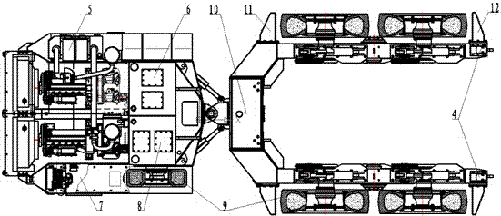 Support transport vehicle with double engines