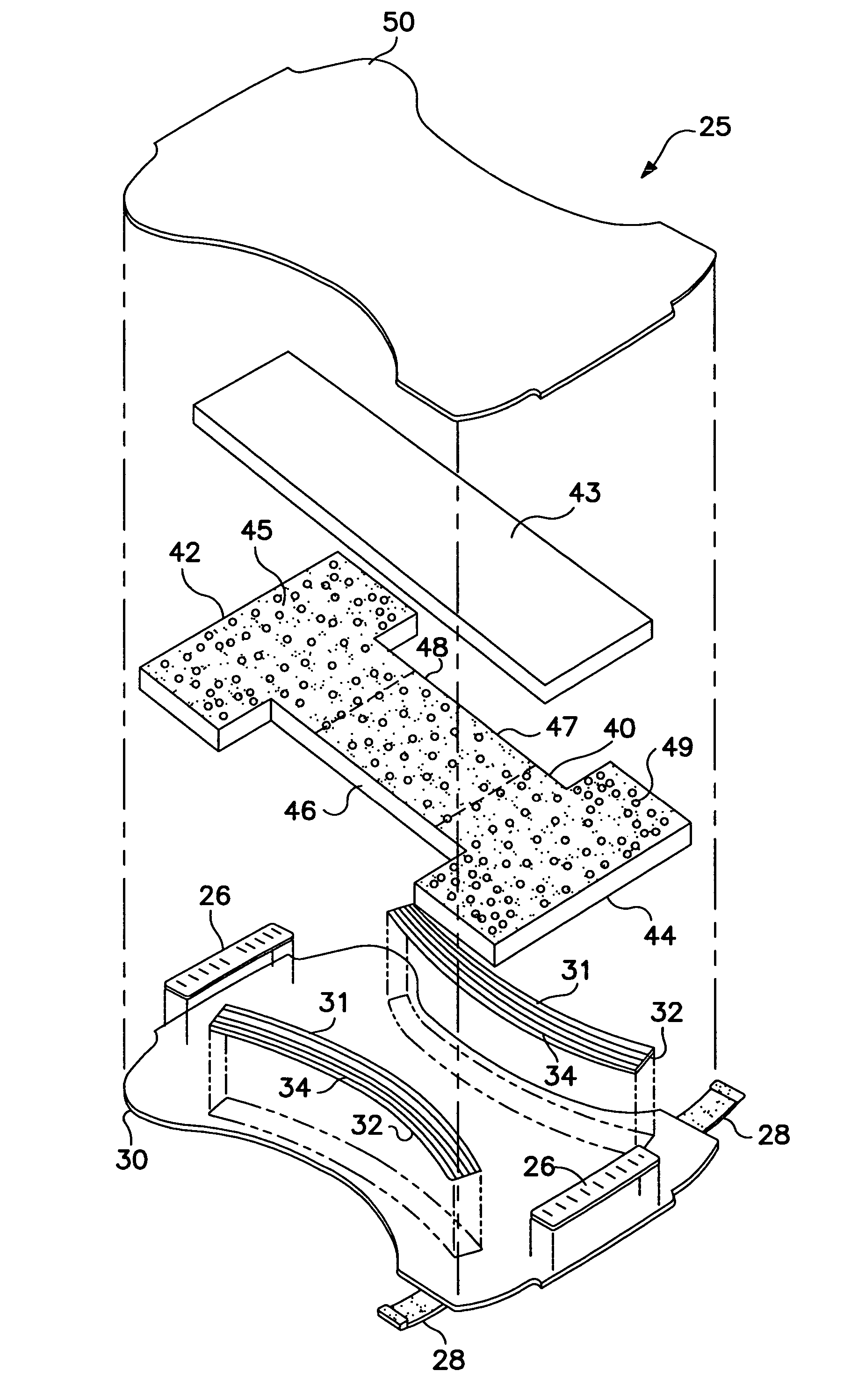 Absorbent article having shaped absorbent core formed on a substrate