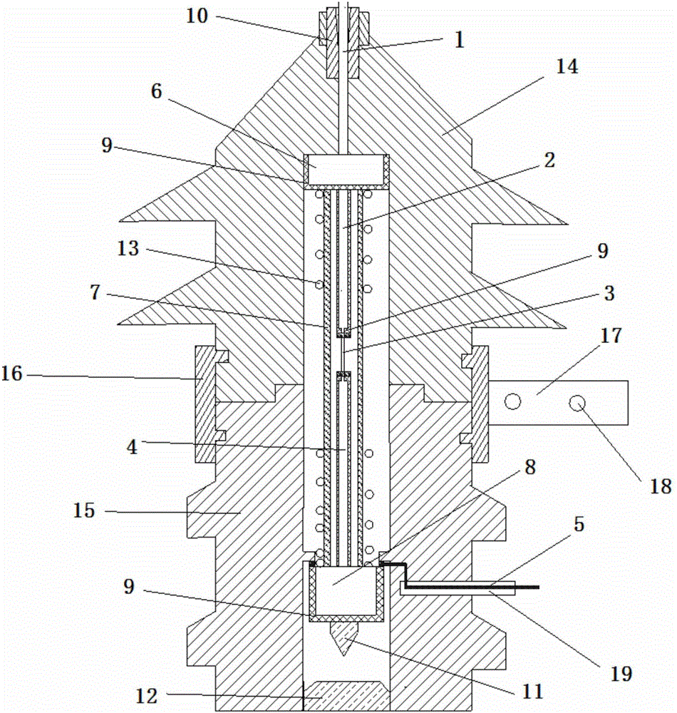 Large-diameter upper outgoing line expulsion fuse