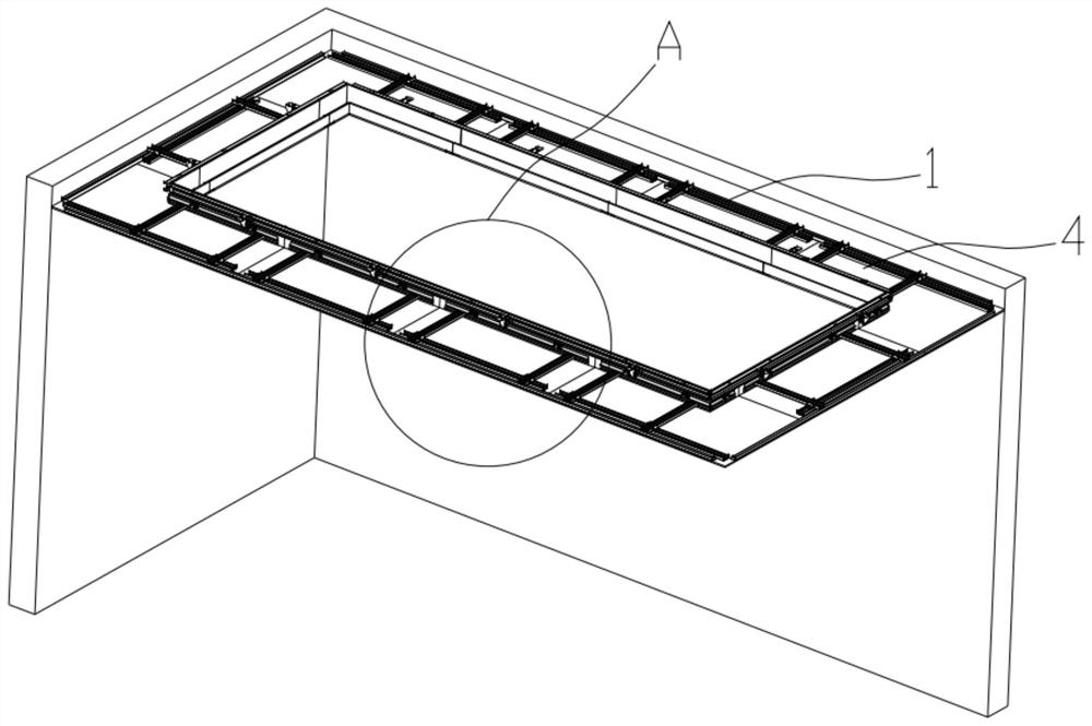 A suspended ceiling structure with a light trough and its construction method