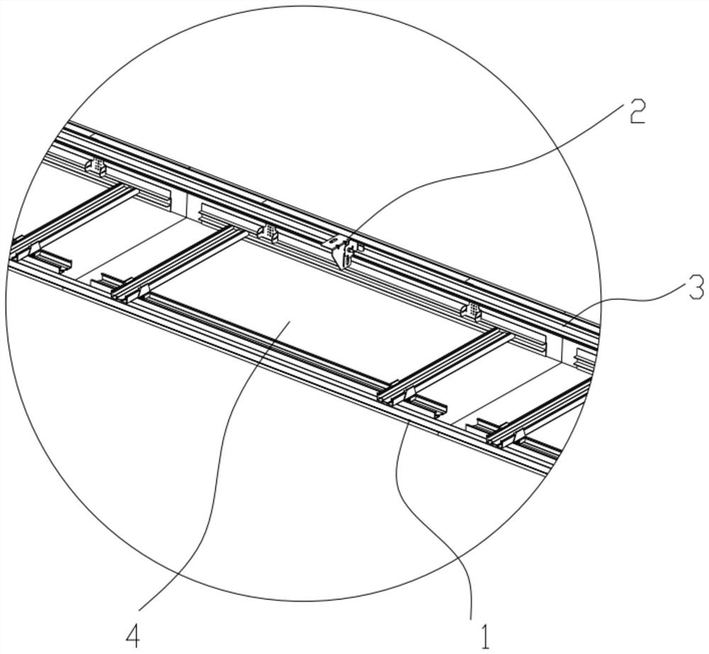A suspended ceiling structure with a light trough and its construction method