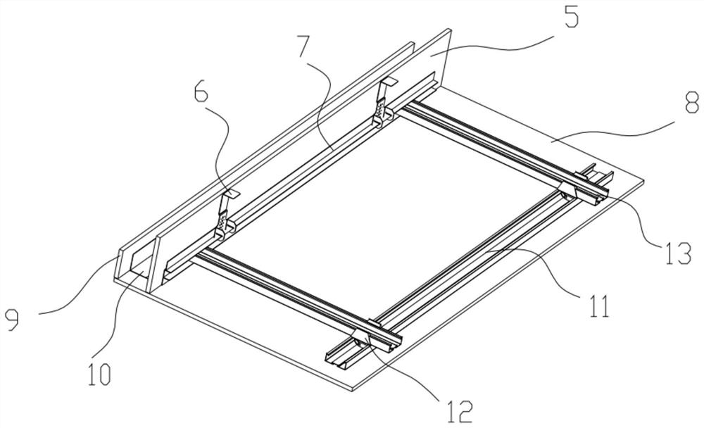 A suspended ceiling structure with a light trough and its construction method